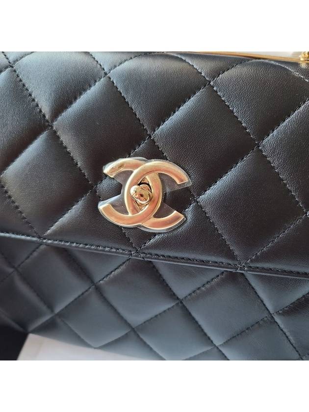 Gold Plated CC Top Handle Flap Small Tote Bag Black Chanel