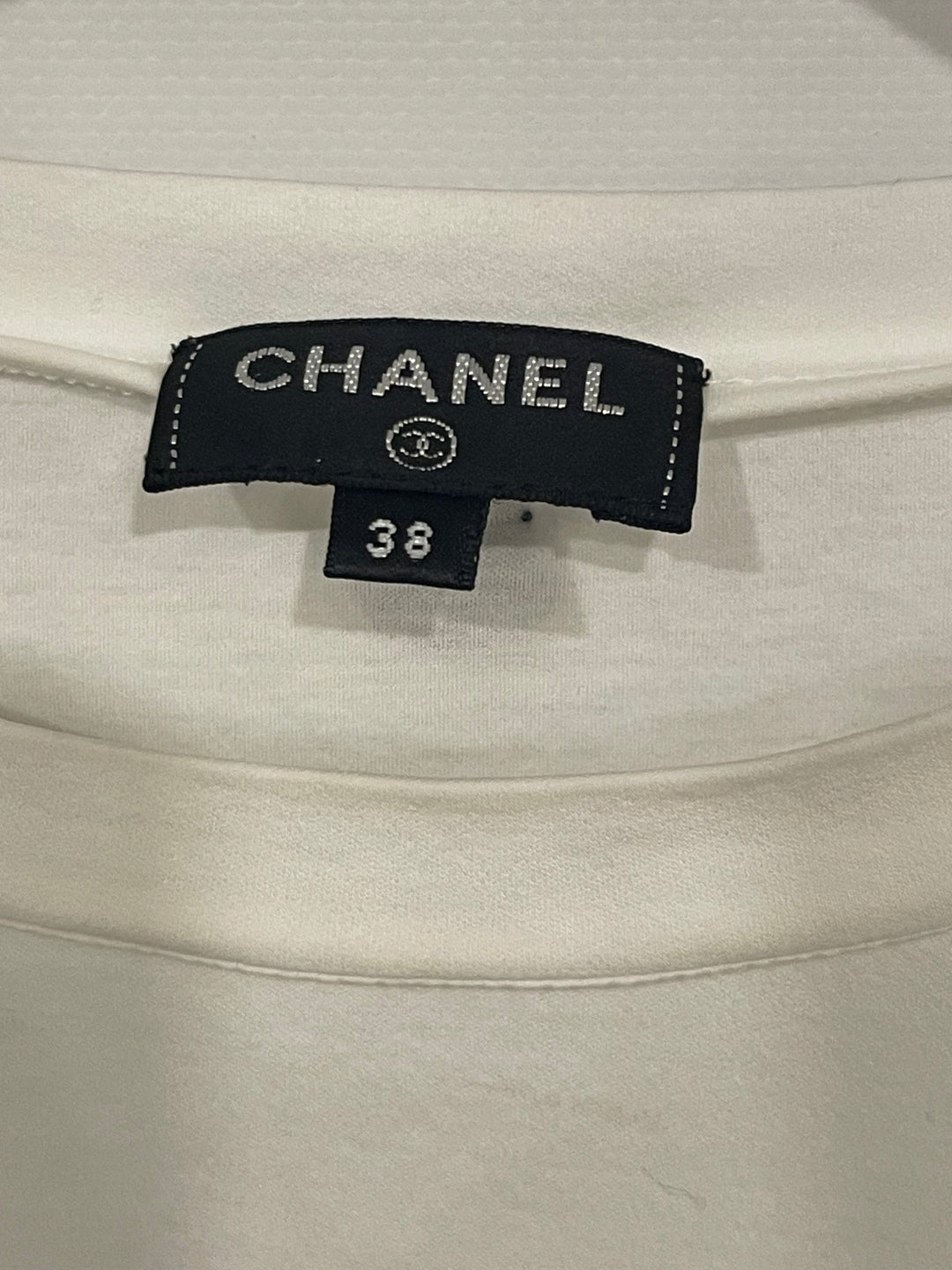 Top Quality Chanel White Short Sleeve Top with Gabrielle Top Quality Chanel Logo Size FR 38 (UK 10)