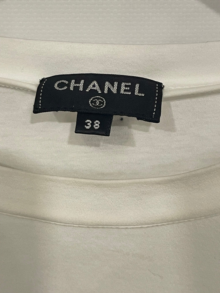 Top Quality Chanel White Short Sleeve Top with Gabrielle Top Quality Chanel Logo Size FR 38 (UK 10)