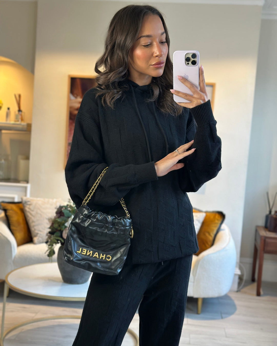 *RARE* Top Quality Chanel Mini 22 Bag in Black Shiny Calfskin with Gold Hardware