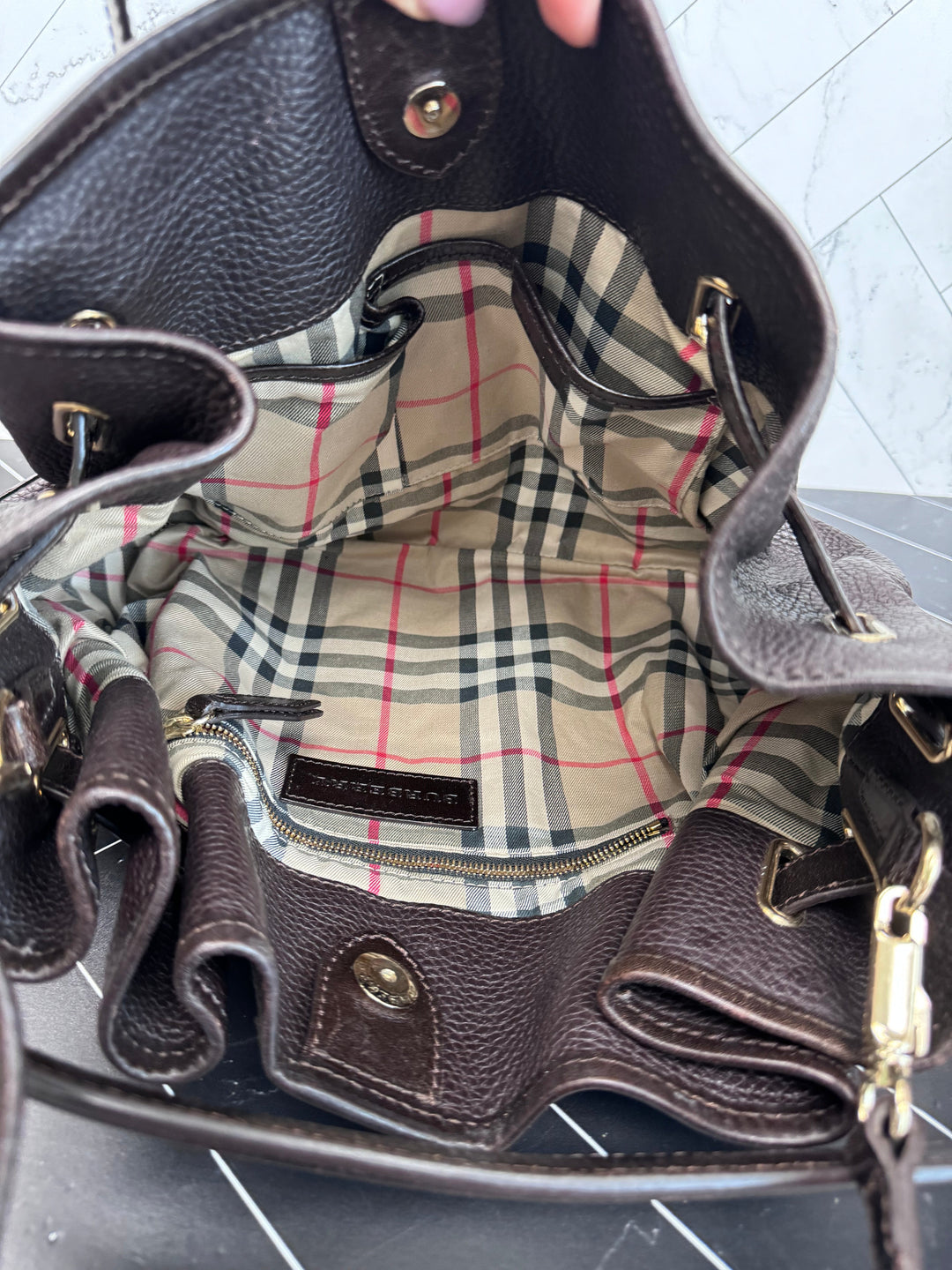 Burberry Brown Leather Hobo 2Way Bag