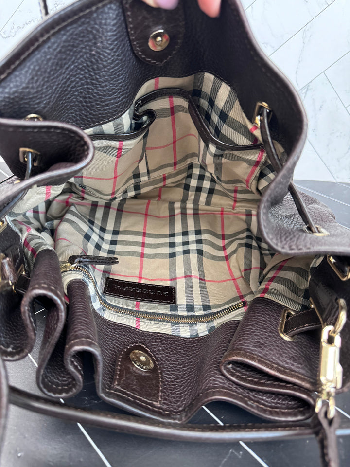 Burberry Brown Leather Hobo 2Way Bag