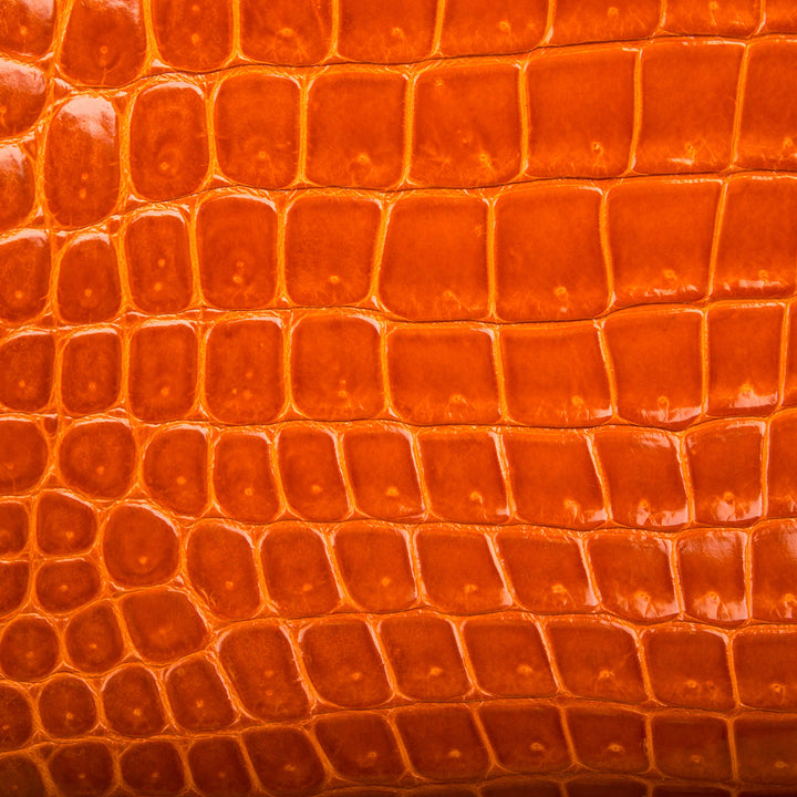 Birkin 35 - Orange/Brown - Shiny Porous Crocodile