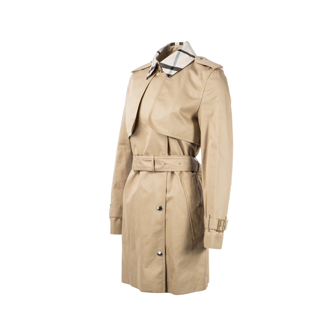 Burberry Size 4 Check Panel Mid-Length Trench Coat