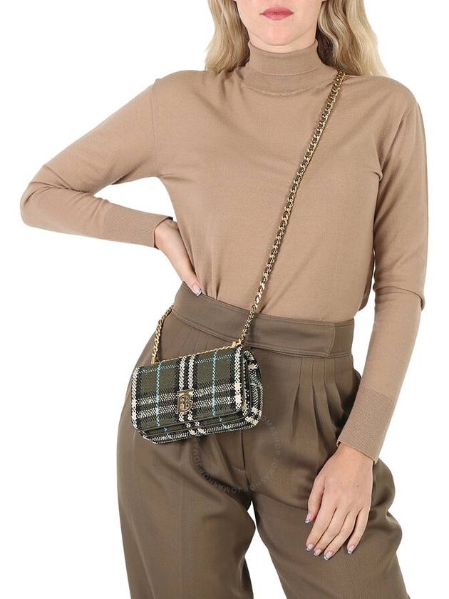 Burberry Lola Check Print Mini Shoulder Bag Olive Green