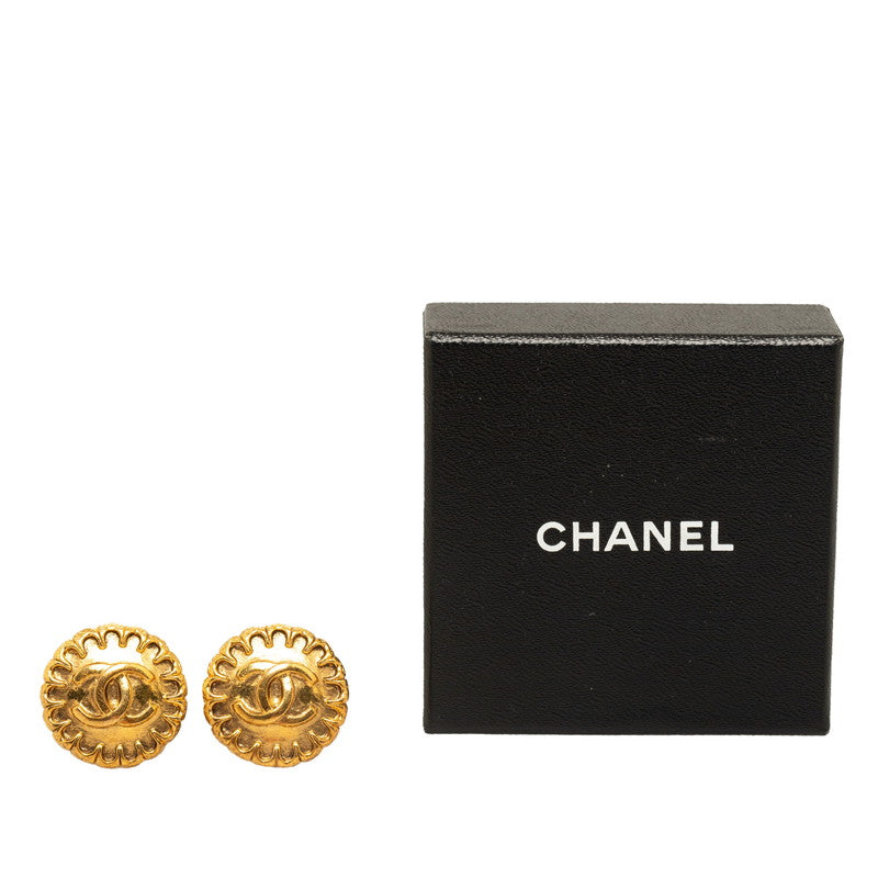Top Quality Chanel Coco Mark Earrings Plated Gold Women's