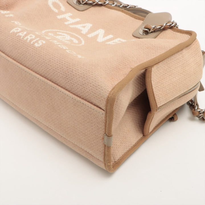Top Quality Chanel Deauville Canvas x Leather 2WAY Handbag Beige Silver  20th