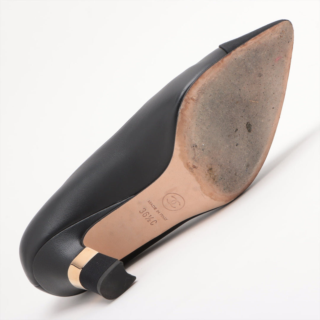 Top Quality Chanel Coco 20P Leather Pump 36 1/2  Black G35802 Box