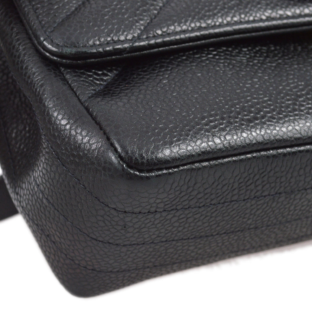 Top Quality Chanel * 1994-1996 Black Caviar Mini Straight Flap Shoulder Bag