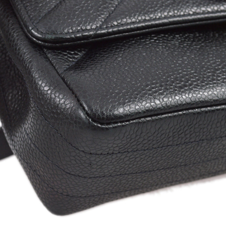 Top Quality Chanel * 1994-1996 Black Caviar Mini Straight Flap Shoulder Bag