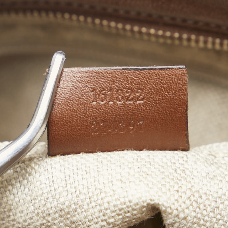 Gucci 161822 White Brown Canvas Leather Crossbody Bag