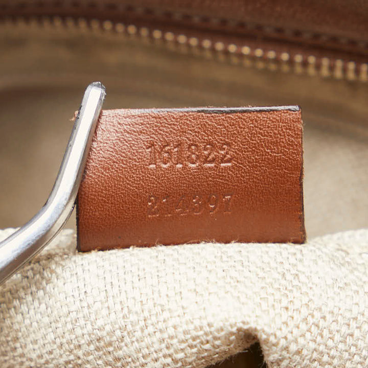 Gucci 161822 White Brown Canvas Leather Crossbody Bag