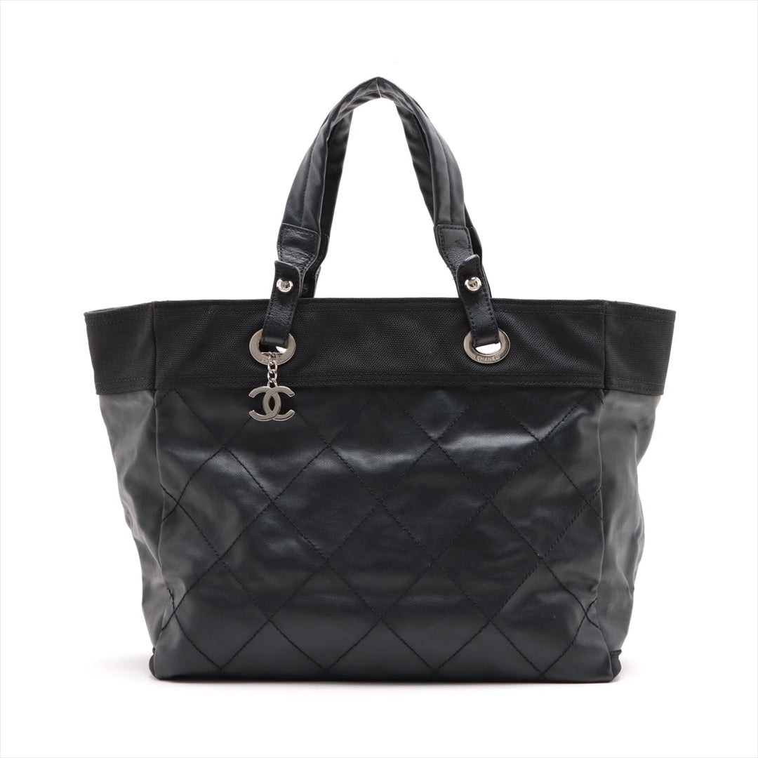Top Quality Chanel PARIBIARITZ MM  Linen Tote Bag Black Silver G  13th