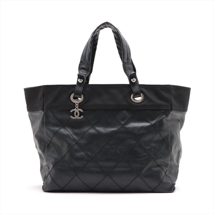 Top Quality Chanel PARIBIARITZ MM  Linen Tote Bag Black Silver G  13th