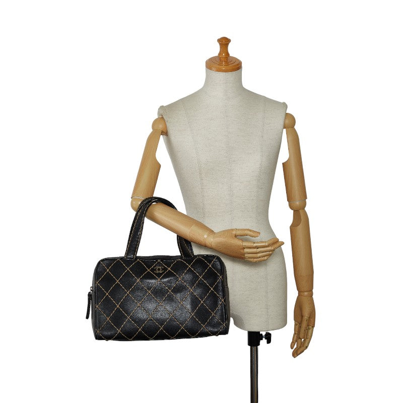 Top Quality Chanel Cocomark Wild tick Handbags Boston Bag Black Leather  Chanel