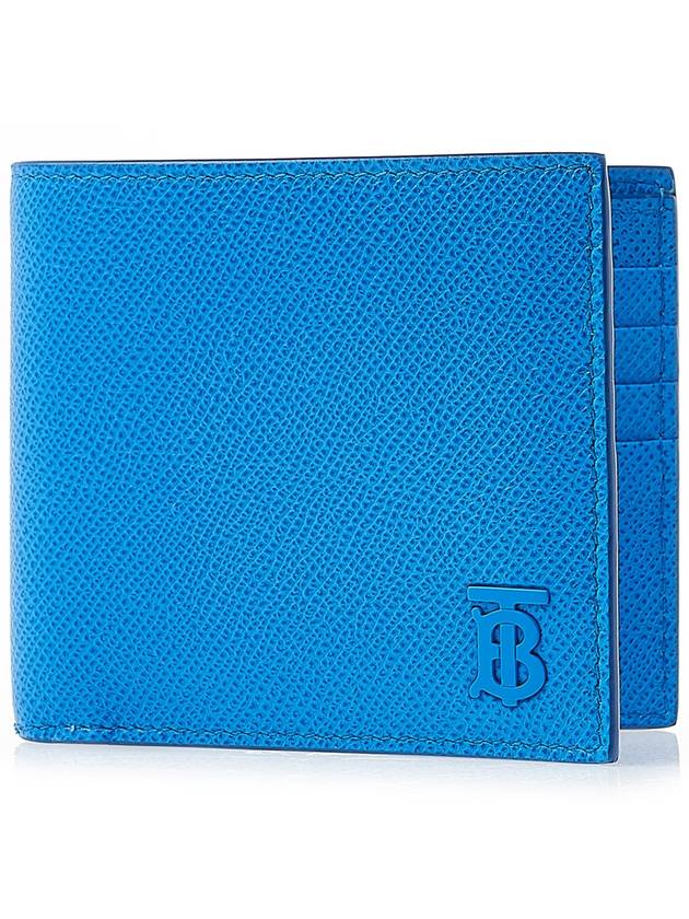 Burberry TB Logo Bifold Grainy Leather Half Wallet Vivid Blue