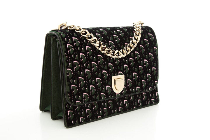 Top quality Diorama Green & Pink Velvet Oblique Handbag