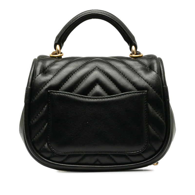 Top Quality Chanel Coco V Stick Top Handle  Chain Shoulder Bag Black Leather  Top Quality Chanel [Middle] Vintage