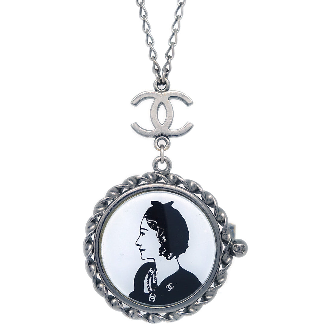Top Quality Chanel Mademoiselle Chain Pendant Necklace Silver 03P