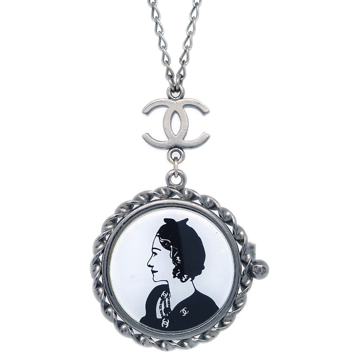 Top Quality Chanel Mademoiselle Chain Pendant Necklace Silver 03P