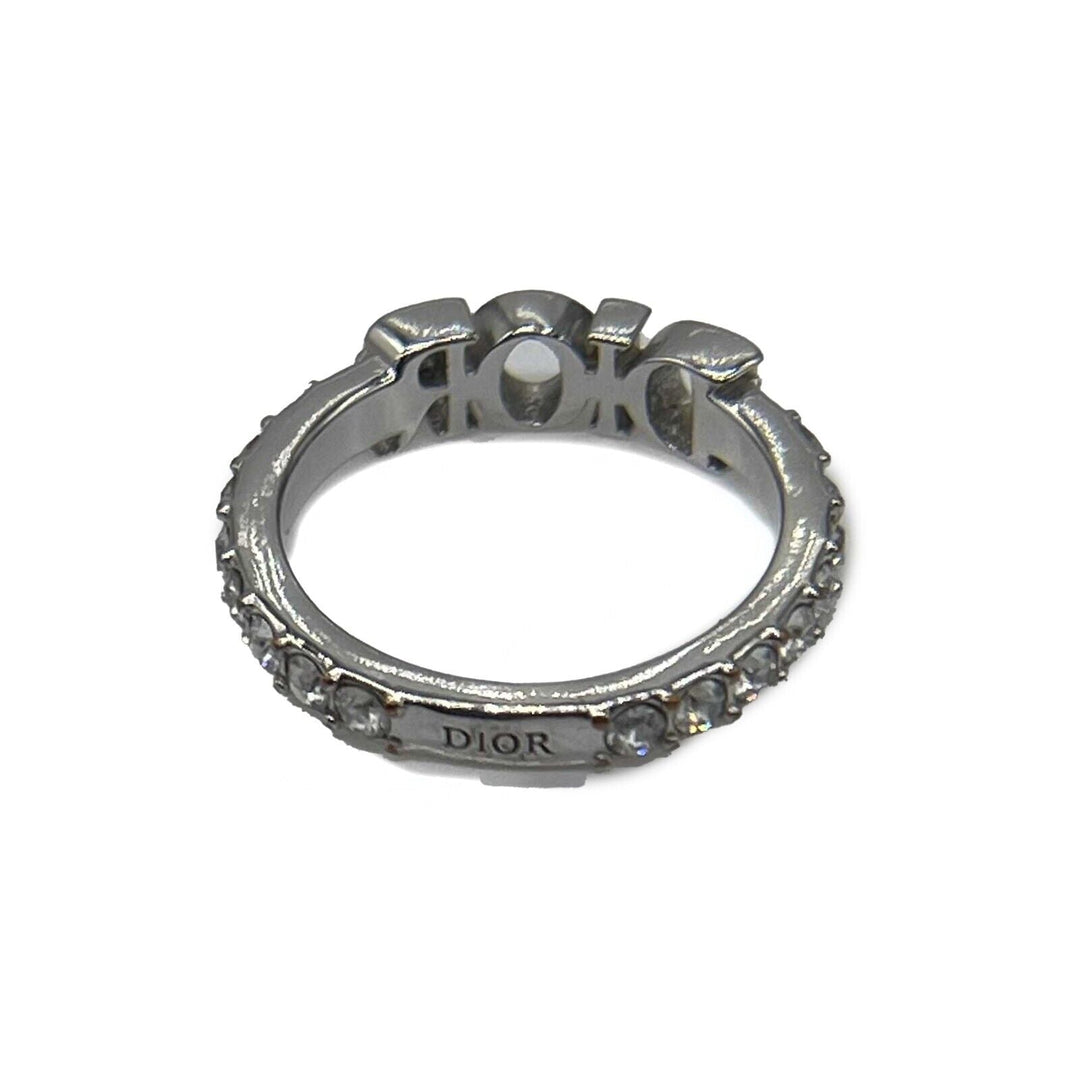Top quality Dior Dio[r]evolution Silver Finish Metal White Crystal Ring Size M 6
