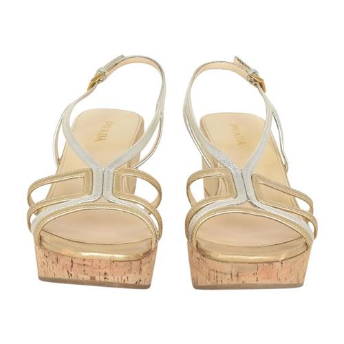 Prada Metallic Leather Wedges