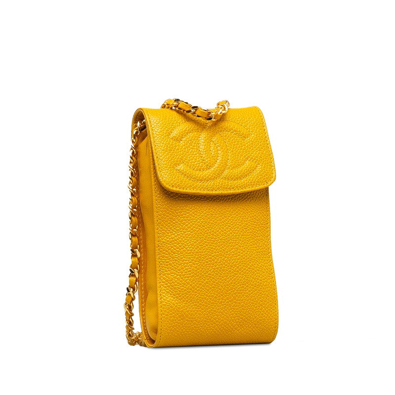 Top Quality Chanel Cocomark Mini Pocket  Chain Shoulder Bag Yellow Caviar Skin  CHANEL