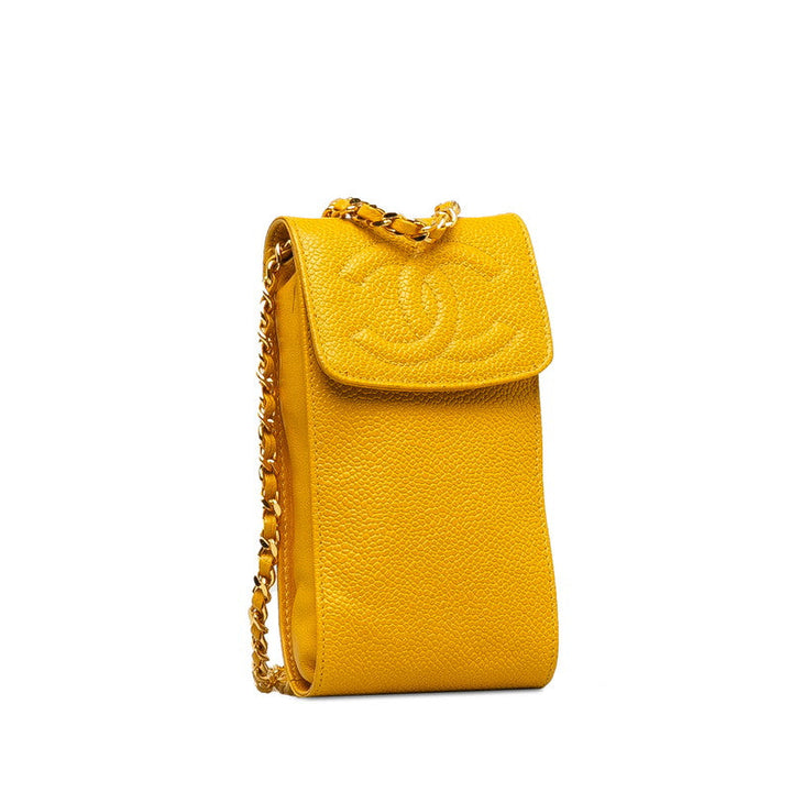 Top Quality Chanel Cocomark Mini Pocket  Chain Shoulder Bag Yellow Caviar Skin  CHANEL