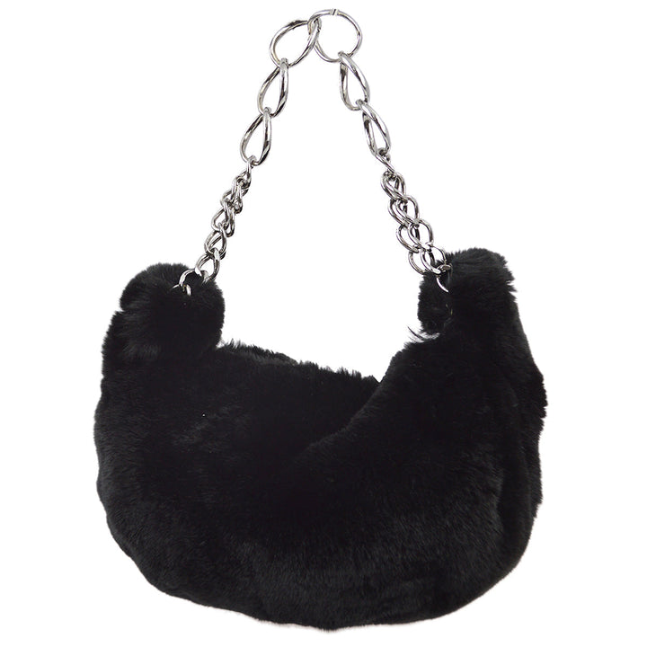 Top Quality Chanel Black Fur Chain Handbag