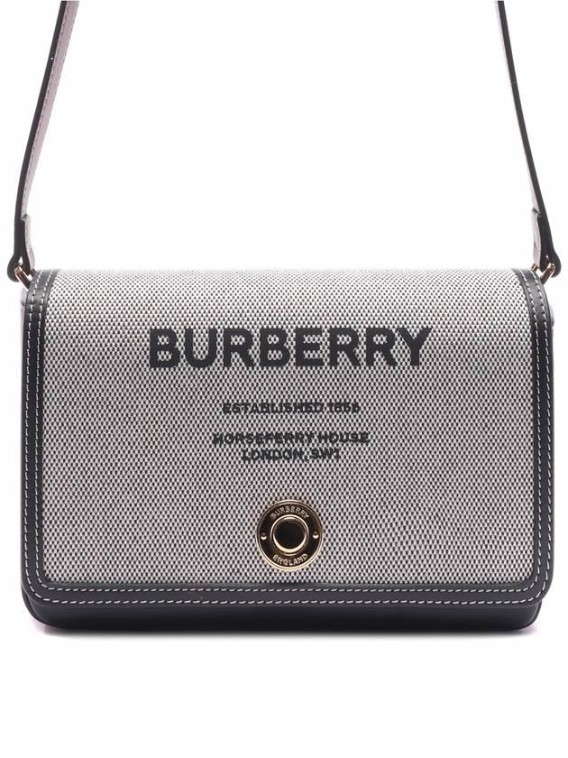 Burberry Horseferry Print Cotton Canvas Leather Cross Bag Black
