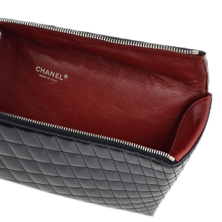 Top Quality Chanel Black Patent Leather Double Chain Shoulder Bag