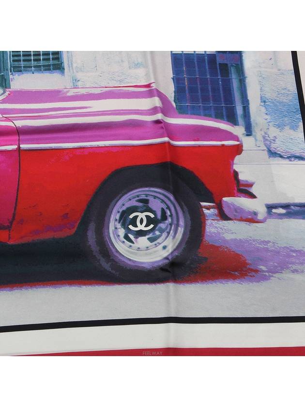 cruise cuba havana silk scarf shawl muffler red car Chanel