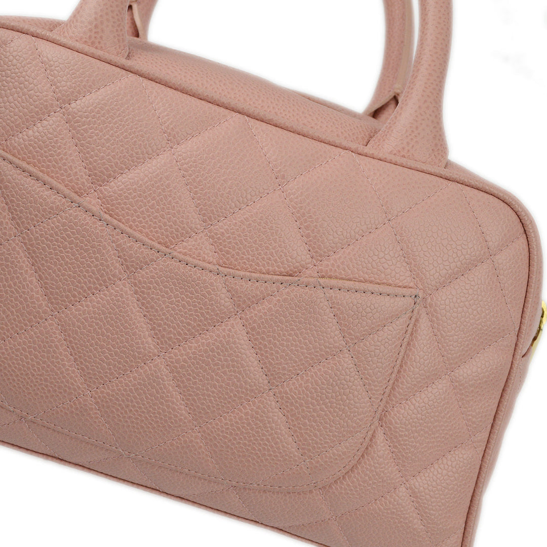 Top Quality Chanel Pink Caviar Bowling Bag 27