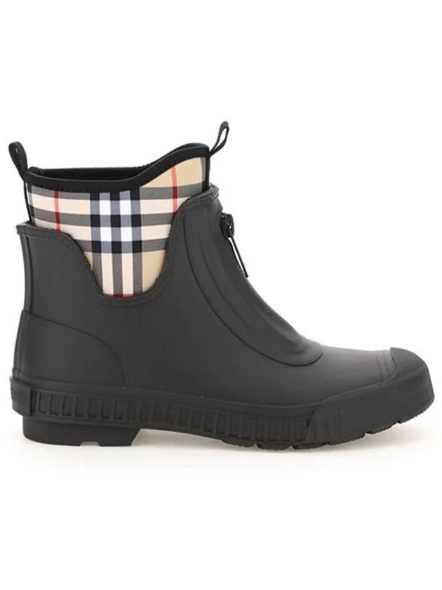 Burberry Vintage Check Neoprene Rubber Rain Boots Black Archive Beige