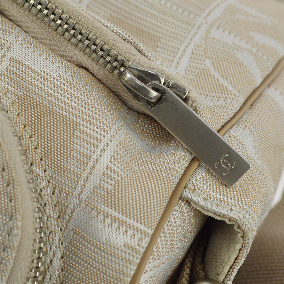 Top Quality Chanel Beige Jacquard Nylon Travel Line Shoulder Bag