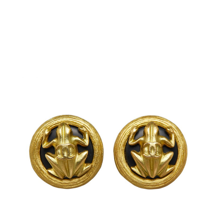 Top Quality Chanel Vintage Flog Earrings Gold  Ladies