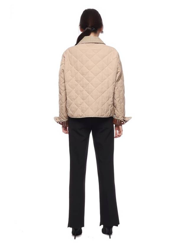 Burberry Corduroy Collar Diamond Quilted Jacket Soft Fawn