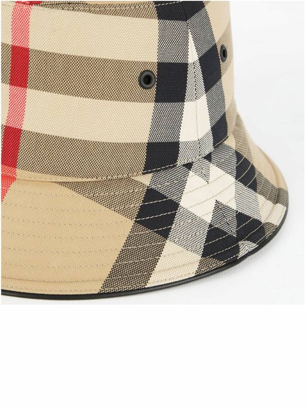 Burberry Check Pattern Cotton Bucket Hat Beige