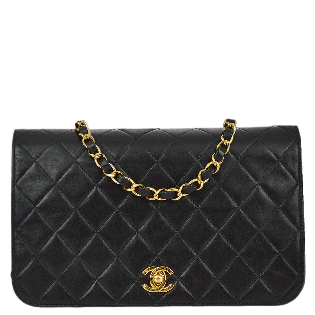Top Quality Chanel 2000-2001 Black Lambskin Turnlock Small Full Flap Bag