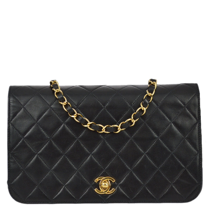 Top Quality Chanel 2000-2001 Black Lambskin Turnlock Small Full Flap Bag