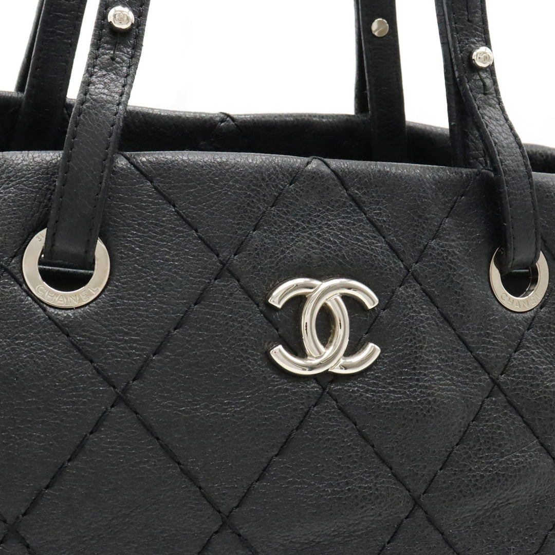 Top Quality Chanel Top Quality Chanel Onza Road Coco Tote Bag Shoulder Bag Shoulder Killing Leather Black Black Silver  A48019
