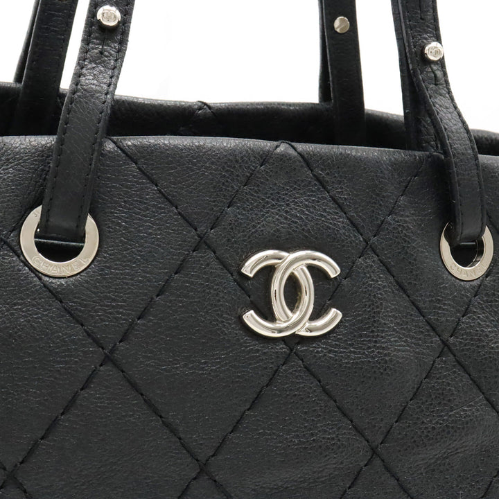 Top Quality Chanel Top Quality Chanel Onza Road Coco Tote Bag Shoulder Bag Shoulder Killing Leather Black Black Silver  A48019