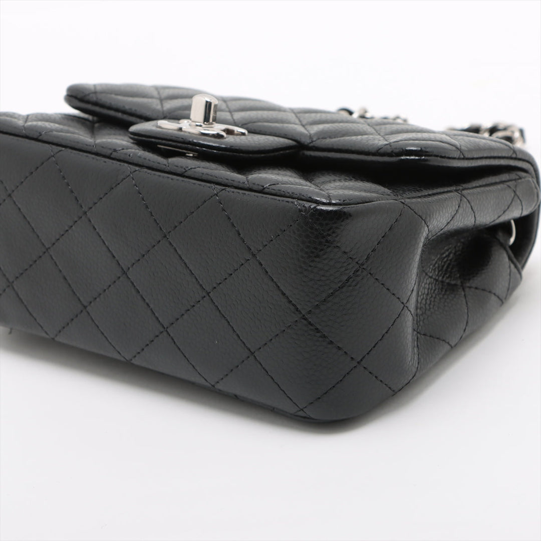 Top Quality Chanel Mini Matrasse Caviar S Single Flap Single Chain Bag Black Silver  19th