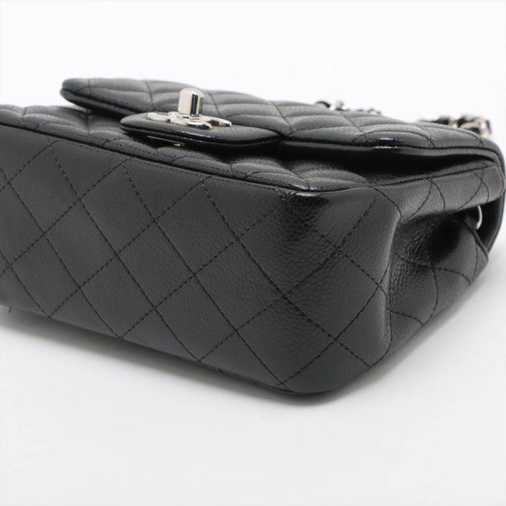 Top Quality Chanel Mini Matrasse Caviar S Single Flap Single Chain Bag Black Silver  19th