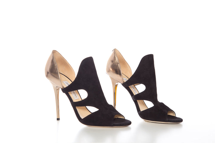 Jimmy Choo Gold and Black Heels SZ 40