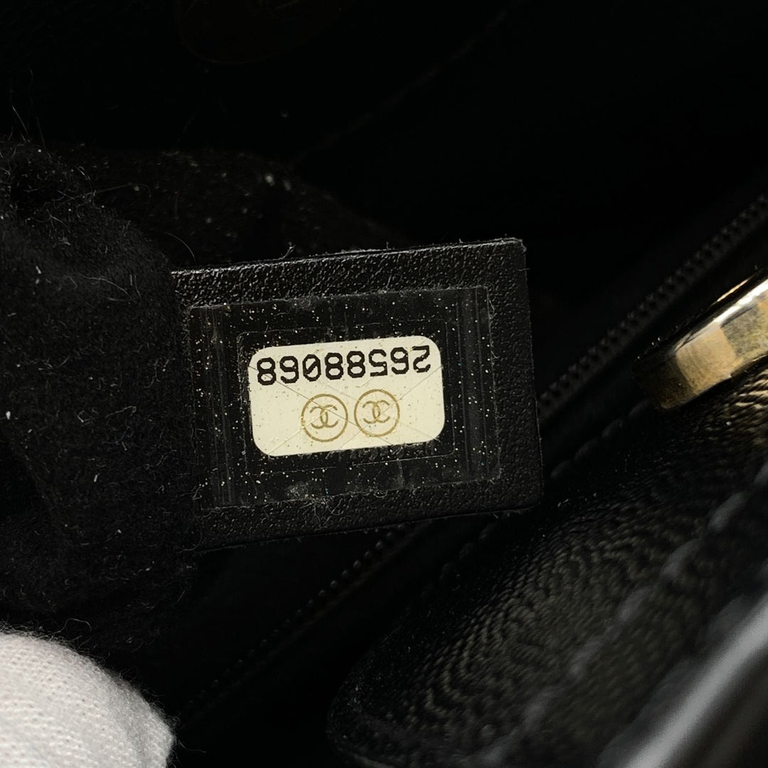 Chanel Black Caviar Leather Studded Deauville Tote Shoulder Bag