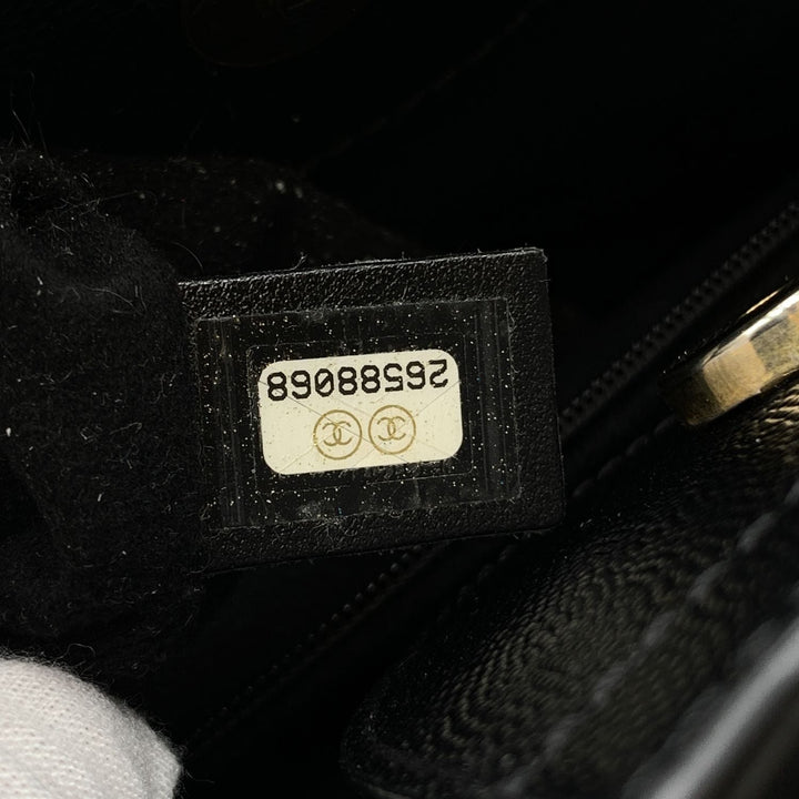 Chanel Black Caviar Leather Studded Deauville Tote Shoulder Bag