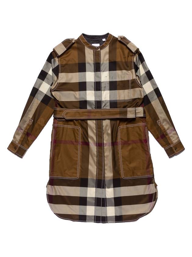 Burberry Check Tie Waist Shirt Midi Dress Brown