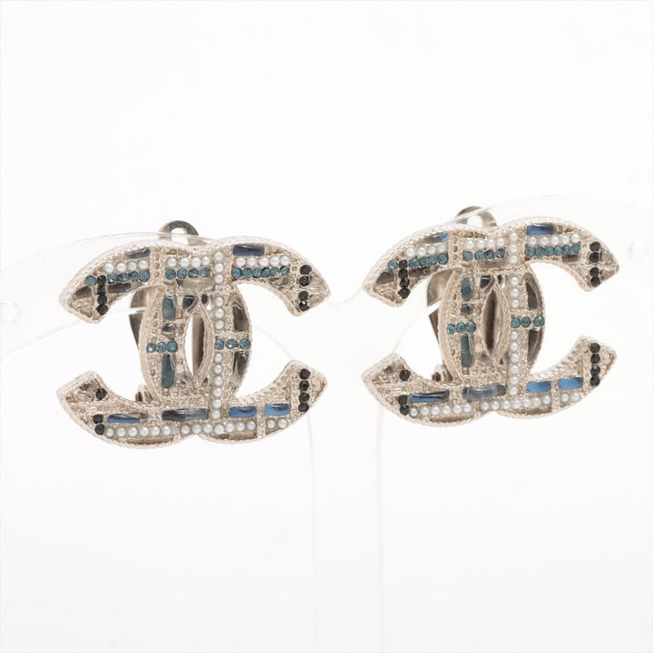 Top Quality Chanel Earrings in Tweed Pattern A19B Silver Blue