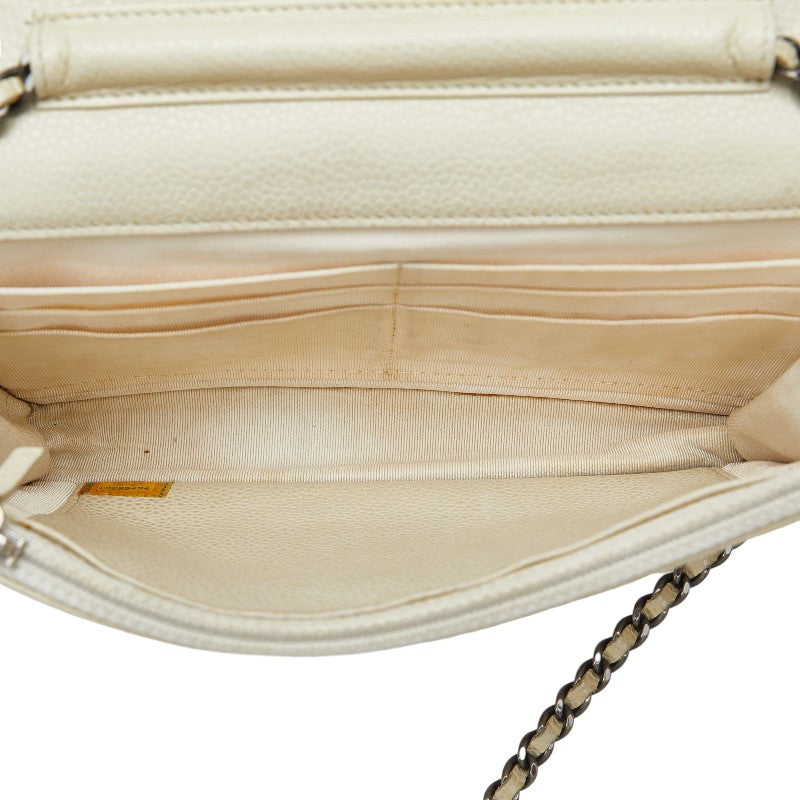 Top Quality Chanel Matrasse 2.55 Single Flap Long Wallet Chain Wallet White Caviar S  CHANEL